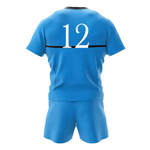 Uniforme de rugby duradero para hombre, material de poliéster de primera calidad, camisa de manga corta de secado rápido y pantalones cortos, perfecto para equipos y clubes juveniles - Product Image 3