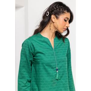 Camisa Verde para Mujer, Estilo Casual, Teñida con Técnica Dobby, Adornada, Transpirable - Product Image 3