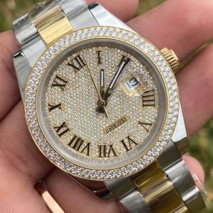 นาฬิกาข้อมือสไตล์ฮิปฮอปสุดหรูสำหรับทุกเพศ  ตัวเรือนสแตนเลสสตีล  สองสี  กันน้ำ  ประดับเพชรโมอิสซาไนต์เต็มหน้าปัด - Product Image 3