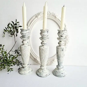 Portavelas de luz de té de Pilar y redondo de madera de mango de diseño bonito 2023 de calidad de primera clase con esmalte marrón para Decoración de mesa del hogar - Product Image 6