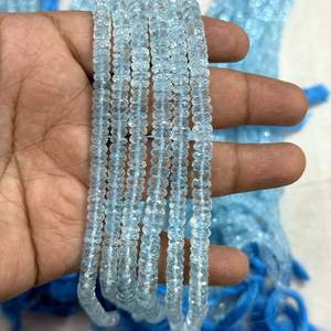 Cuentas Redondas Facetadas de Topacio Azul 100% Genuino de Alta Calidad de 5-7 mm para la Fabricación de Joyas - Product Image 3