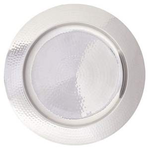 Assiette de présentation ronde en argent martelé, décoration de table de mariage, sous-assiette, bord en métal, assiette de service pour la décoration d'événements de fête - Product Image 1