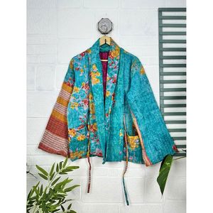 Vintage <b>Kantha</b> Stitch Dori <b>Jacket</b> One-of-a-Kind Handstitched Reversible Short Coat Woven Fabric Embroidery Boho Chic Fashion - Product Image 1