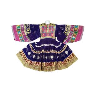 Haute qualité afghan Kuchi ethnique parole longueur robes bleu à la mode broderie dentelle paillettes diamant décorations naturel - Product Image 1