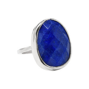Lapis Lazuli Oval Shape Gemstone Size18x14mm Gold Vermeil 925 <b>Sterling</b> <b>Silver</b> Bezel <b>Set</b> Classic Unisex <b>Ring</b> - Product Image 3