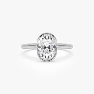 Anillo de compromiso ovalado con diamante cultivado en laboratorio de 1.50 ct, color E-F, claridad VS, en oro de 14K, con engaste de media montura, ideal para uso diario, joyería fina, regalo para ella. - Product Image 1