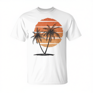 T-Shirt Vintage Anni '70/'80 con Palme Hawaiane, Stile Spiaggia Tropicale per Promozioni - Product Image 2