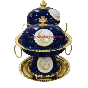 Arabic Style Metal Dates Bowl With <b>Lid</b> & Handles <b>Decorative</b> Dry Fruit Serving Dish For Ramadan & Moroccan Design Candy Container - Product Image 2