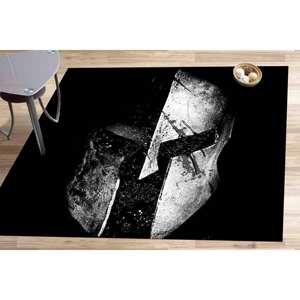 Tapis Spartan Helmet : Molon Labe, tapis de couloir noir moderne, tapis fin non tissé - Product Image 1