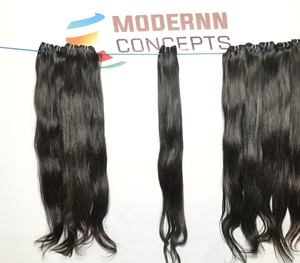 Extensiones de cabello humano indio crudo Virgin Temple sin procesar Color negro sedoso Natural agua recta/onda oscura barata al por mayor - Product Image 6