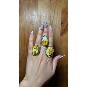 Zachariah David <b>Adjustable</b> <b>Ring</b> Honey Dahlia & Sterling Silver with Natural Stone Bezel Setting for Everyday Wear - Product Image 2