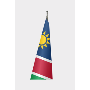 Drapeau d'intérieur officiel de la Namibie, imprimé numériquement en polyester, avec mât en aluminium et fibre de verre, style fanion - Product Image 3