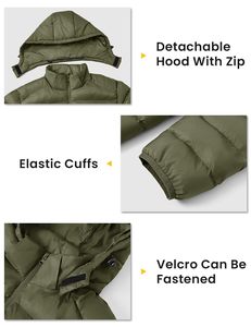 Chaquetas Acolchadas de Lona de Poliéster 100% Impermeables al por Mayor, Logotipo Personalizado, Capucha Resistente al Agua para Hombre, Abrigos de Longitud Regular - Product Image 4