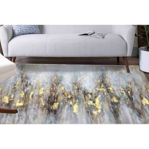 Tapis imprimé : tons doux et tapis dorés pour salon moderne, avec tapis à poils doux - Product Image 2