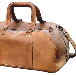 Sac de voyage en cuir véritable fait à la main grande capacité sac de sport de week-end avec fermeture à glissière bagages en cuir de qualité supérieure pour les vacances - Product Image 6