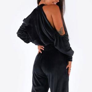 OEM New Arrival Ladies <b>Velour</b> Sweatsuit 2-Piece Jumper and Jogger Set Off-Shoulders Velvet Track Suit Eco-Friendly 2026 - Product Image 6
