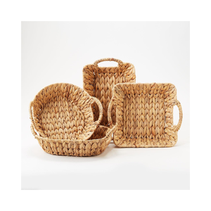 ข้อเสนอที่ดีที่สุดการจัดอันดับสูงรอบหวายทอถาดที่มีด้ามจับหวายออตโตมันถาดจากเวียดนามเพื่อการส่งออก - Product Image 4