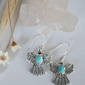 Precio directo de fábrica, joyería de piedras preciosas turquesas de Plata de Ley 925, Pendientes chapados en oro de piedras preciosas de corte ovalado Natural en forma de fantasía - Product Image 1