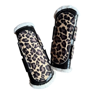 Ensemble de tapis de selle et de voile anti-mouches tout usage imprimé léopard beige |   Housse en coton rembourrée de polyester - Product Image 3