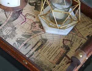 Juego de bandejas de madera para servir con asas (Juego de 2 bandejas de Decoración de cocina de granja) Organizador de mesa de centro decorativo - Product Image 6