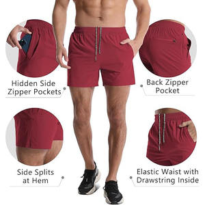 Wholesale Breathable Stretch Training <b>Zipper</b> <b>Pockets</b> Workout Fitness Quick Dry Gym Summer <b>Shorts</b> for <b>Men</b> - Product Image 4