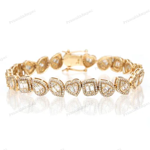 Customized Multi-Shape Moissanite Tennis <b>Bracelet</b> Sterling Silver Yellow Gold Plated 5.94CTW GRA Certified Men's Anniversary - Product Image 4