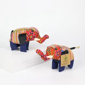 20cm - 30cm Pet Toys Unisex Hmong Embroidered Handmade Brocade Fabric Elephant Size S Stuffed Animal Toys