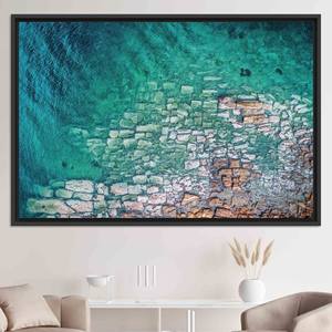 Ocean View Tempered Glass Wall Art: Sea Scenery Printed Canvas,<b>BLACK</b> <b>FRAMED</b> CANVAS - Product Image 1