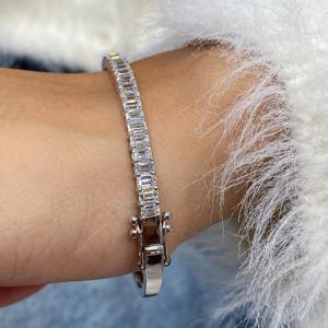 Estilo de moda IGI certificado VVS Esmeralda laboratorio cultivado diamante chapado en oro 925 pulsera de plata esterlina joyería de lujo de moda fina - Product Image 4