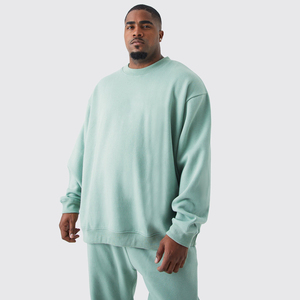 ผู้ชาย Sweatsuit ชุดเสื้อสเวตเตอร์สีทึบและ Sweatsuit กางเกงขายาวชุดสูทเหงื่อสองชิ้น - Product Image 3