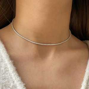 Collar de tenis de diamante completo de moissanita de Plata de Ley 925 de lujo ligero para mujer regalo de San Valentín de aniversario - Product Image 2