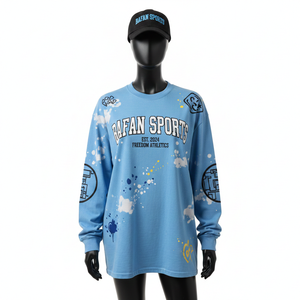 Camiseta de Manga Larga de Poliéster Premium, Tela Suave y Transpirable, Color Azul Cielo, Impresión por Sublimación, Logotipo Personalizado, Camiseta de Manga Larga de Algodón - Product Image 1