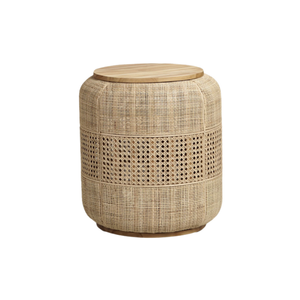 Hot selling rattan <b>Stool</b> with teak solid wooden Modern minimalist style living room <b>stool</b> home furniture - Product Image 1