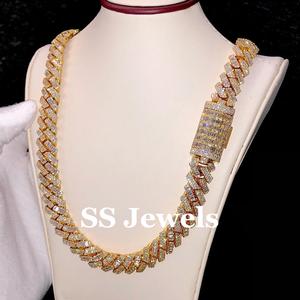 14mm <b>Real</b> VVS1 Moissanite 925 Sterling <b>Silver</b> Rhodium Plated Cuban Link Chain Hip Hop BustDown Rapper Miami <b>Necklace</b> - Product Image 2