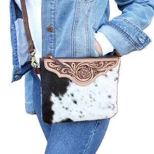 Elegante bandolera de piel de vaca para mujer Diseño a mano y cremallera Estilo bohemio duradero-para Primavera Verano invierno - Product Image 3