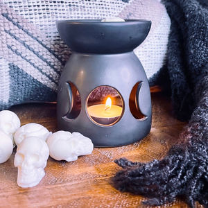 Quemador de cera negro recién llegado de fabricante indio con diseño de Luna recubierto de polvo para decoración del hogar para Bodas de Navidad - Product Image 3