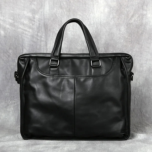 Cowhide Leather Laptop Messenger Protective Portable Classic Style Durable Work Crossbody Shoulder Bag Zipper Closure - Product Image 1