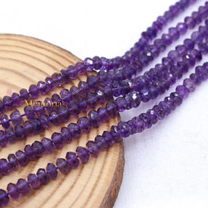 Excellente qualité du fabricant 4.5mm améthyste Rondelle facettes guérison perles de pierres précieuses 5 lignes pierres précieuses naturelles en vrac GIA - Product Image 5