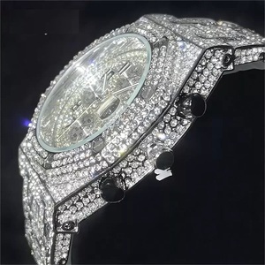 Reloj de pulsera de lujo con diamantes de moissanita de 45mm para hombre, movimiento de cuarzo, clásico, antiguo, deportivo, estilo Hip Hop, pantalla analógica, esfera de cristal - Product Image 3