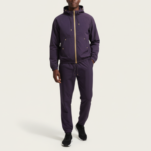 Conjunto Deportivo Informal de Invierno para Hombre, de Felpa Francesa de Poliéster/Algodón, Grueso, Color Sólido, con Bloques de Color, Personalizado con Pedrería de Chenilla - Product Image 1