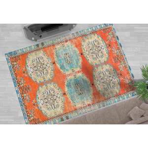 Printed <b>Rug</b>: Custom Moroccan Design <b>Thin</b> Decorative Entryway <b>Rug</b>,Nonwoven <b>Thin</b> <b>Rug</b> - Product Image 1