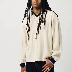 Factory Custom Logo Embroidery Jacquard Rugby <b>Sweater</b> Men Casual Striped Knitted Polo Football - Product Image 5