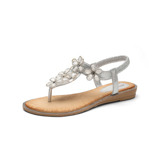 <span class=keywords><strong>Sandali</strong></span> piatti da donna stile pop con decorazioni floreali e strass, taglia grande, leggeri, per tutti i giorni e per l'esterno - Product Image 3