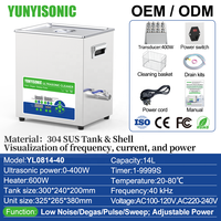 Laboratorium Elektrische Tafelmodel Sonische Wasmachine Tankreinigingsmachine 40kHz SUS Sweep Degas 14L Tank Precisiebesturing voor Natuurlijk Pigment