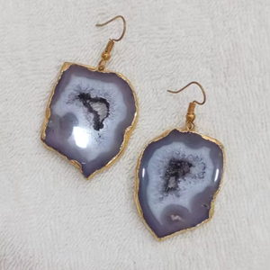 Wholesale Sparkling Druzy Gemstone Drop <b>Earrings</b> Micron <b>Gold</b> Plated Brass Jewelry for Wedding Party & Gift - Product Image 3