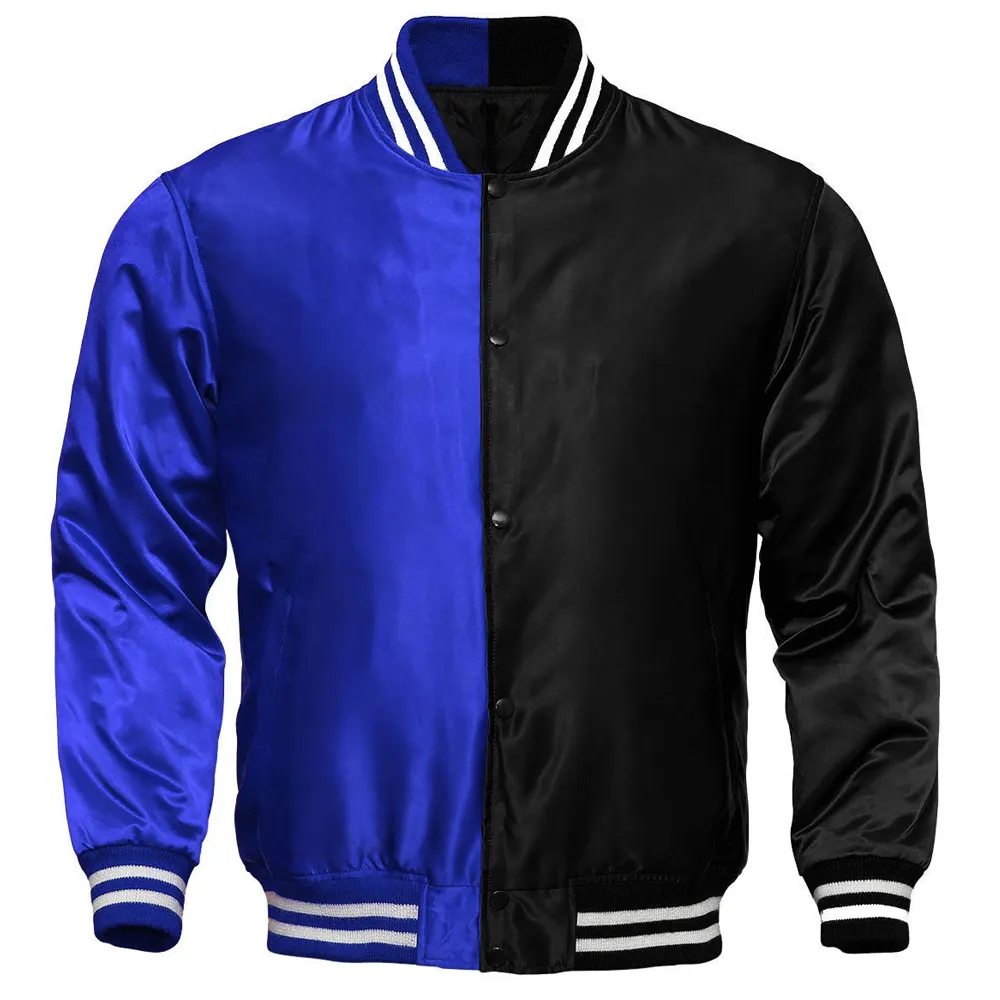 Wholesale OEM logo Digital printing Newest Design Sublimated Satin varsity Jacket Best selling satin sublimation varsity jacket