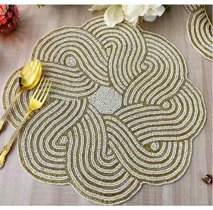Indian Crafted Glass Beaded Placemat <b>for</b> Dining <b>Table</b> Decoration Farmhouse Design Ideal <b>for</b> Wedding Holiday Party Home Hotels - Product Image 1