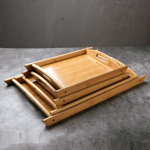 Plateaux à dessert en bois de qualité supérieure les plus vendus élégant plateau de service en bois de bambou avec poignées latérales - Product Image 1