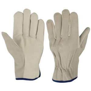 Guantes de conductor de cuero de vaca de grano con forro polar blanco completo promocional trabajo de cuero SEGURIDAD INDUSTRIAL mano resistente - Product Image 6