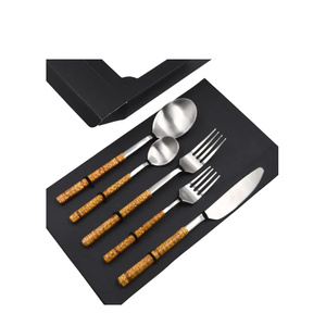 Cubiertos de acero inoxidable Cuchara Hotel Restaurante Hogar Ensalada personalizada Utensilio Cuchara de ratán de acero inoxidable sostenible - Product Image 6